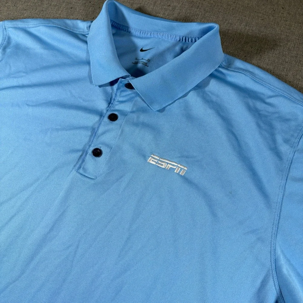 Nike Polo Shirt Mens XL Blue ESPN Embroidered Golf Short Sleeve Performance